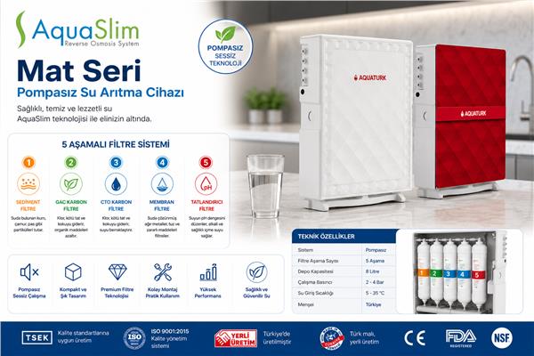 AquaSlim Mat Seri - Pompasız Su Arıtma Cihazı