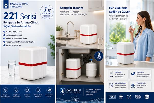221 ŞEFFAF SERİ - Pompasız Su Arıtma Cihazı